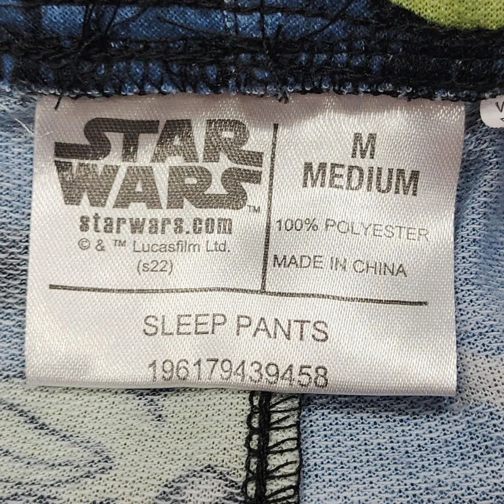 Star Wars Pajama Pants Mens M Blue Grogu Baby Yoda Fleece Sleep Lounge Jogger